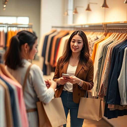 Imagem de um personal shopper auxiliando um cliente em uma loja de roupas.